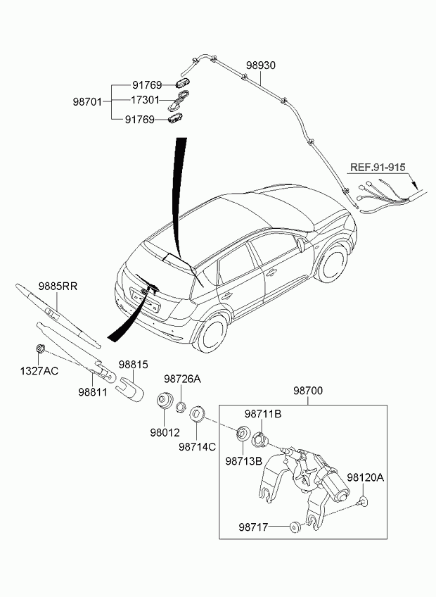 KIA 98850 1H000 - Window wiper - rear: 1 pcs. onlydrive.pro