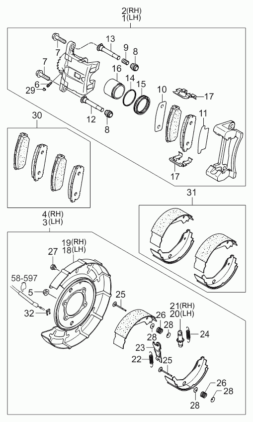 KIA 583503ED00 - Brake Shoe Set, parking brake onlydrive.pro