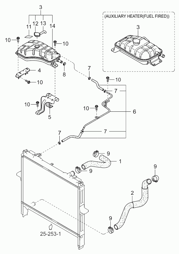 KIA 253303E000 - Radiator hose & reservoir tank: 1 pcs. onlydrive.pro