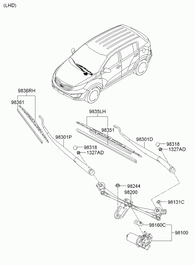 Hyundai 983503U000 - Windshield wiper: 1 pcs. onlydrive.pro