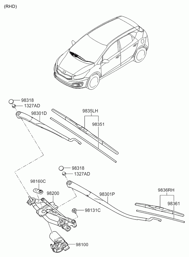 Hyundai 98350-A2000 - Windshield wiper: 1 pcs. onlydrive.pro