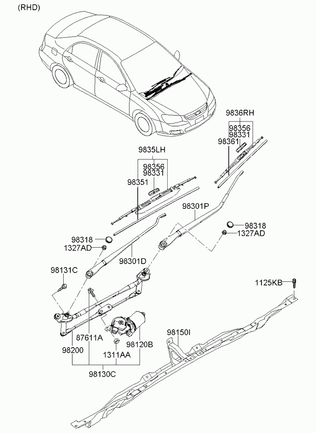 KIA 983502F000 - Wiper Blade onlydrive.pro