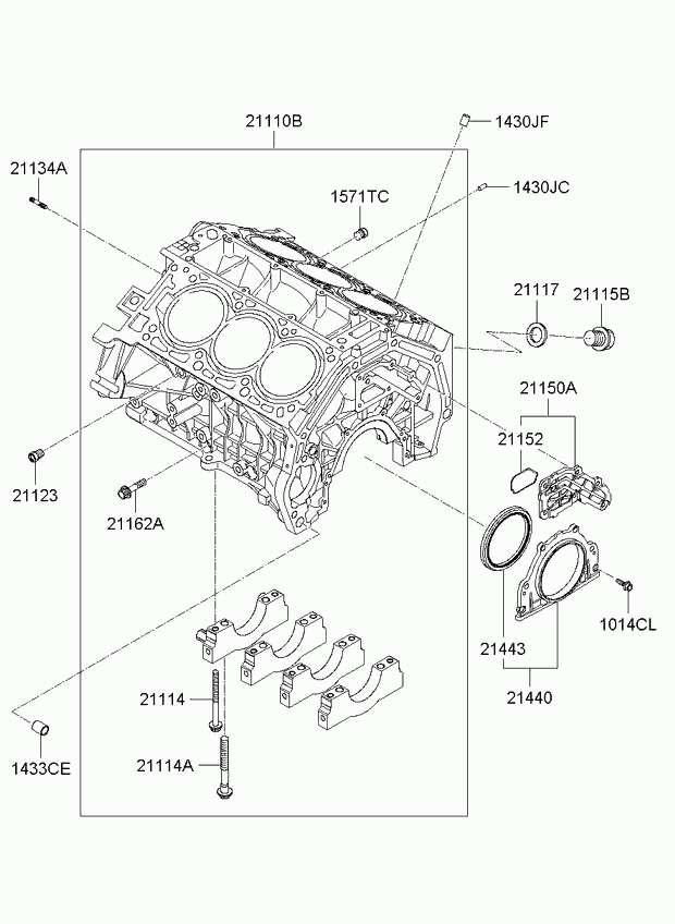 KIA 21443-3E000 - Cylinder block: 1 pcs. onlydrive.pro