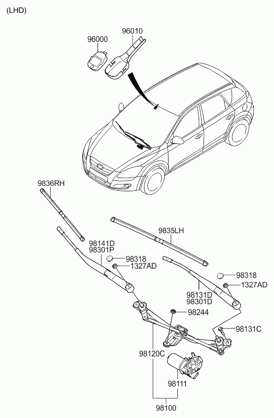 Hyundai 983601H100 - Windshield wiper: 1 pcs. onlydrive.pro