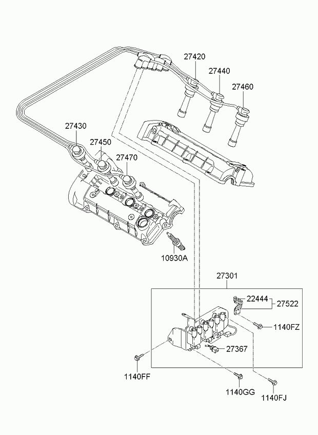 Hyundai 27410 37100 - Spark plug & cable: 6 pcs. onlydrive.pro