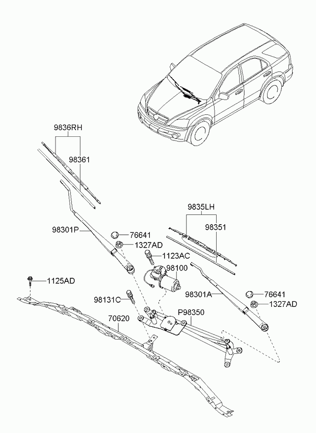 KIA 983603E020 - Windshield wiper: 1 pcs. onlydrive.pro