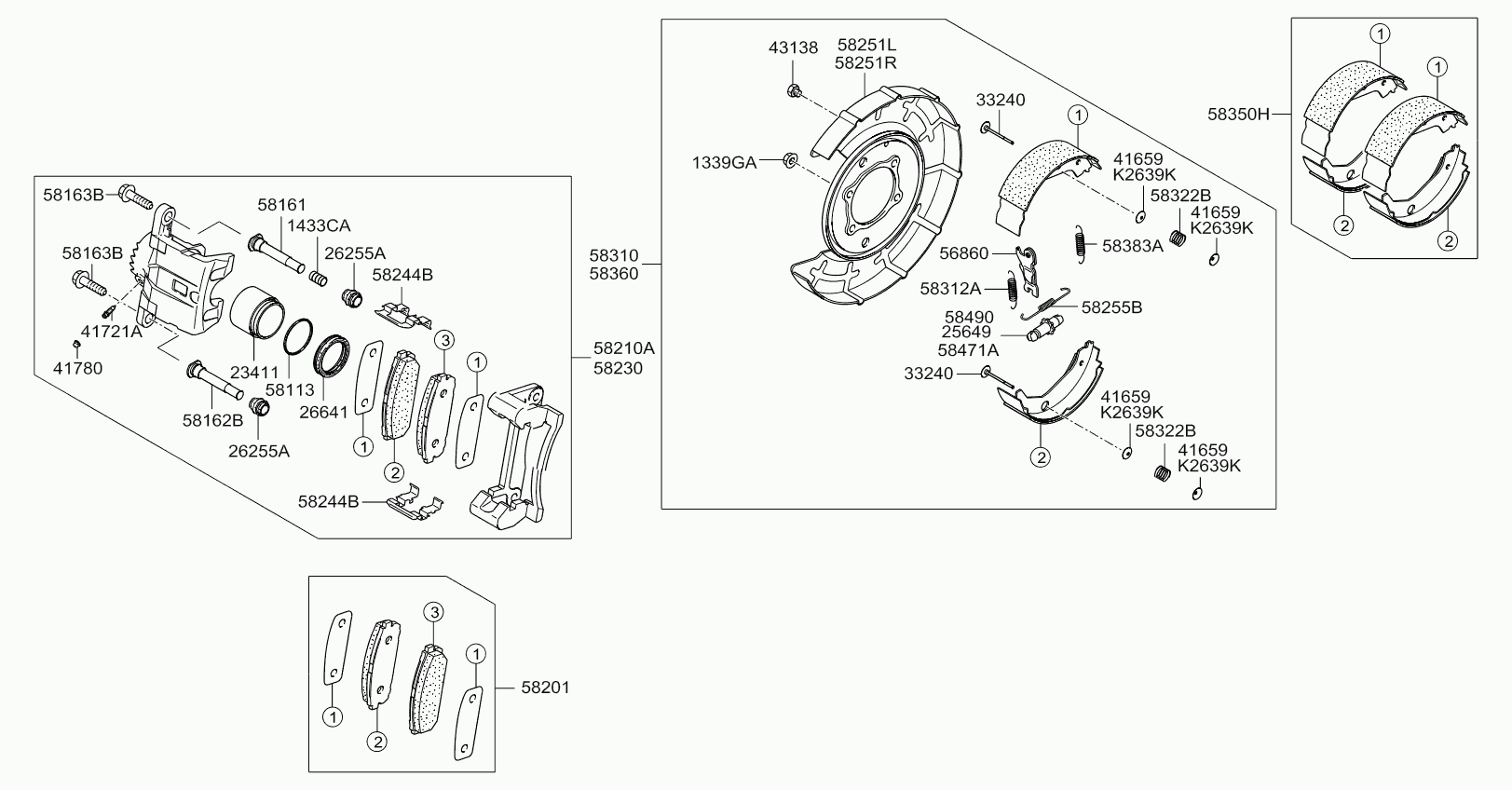 KIA 583503ED01 - Brake Shoe Set, parking brake onlydrive.pro