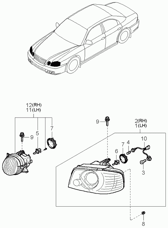 Hyundai 18647-55007 - Headlamp: 1 pcs. onlydrive.pro