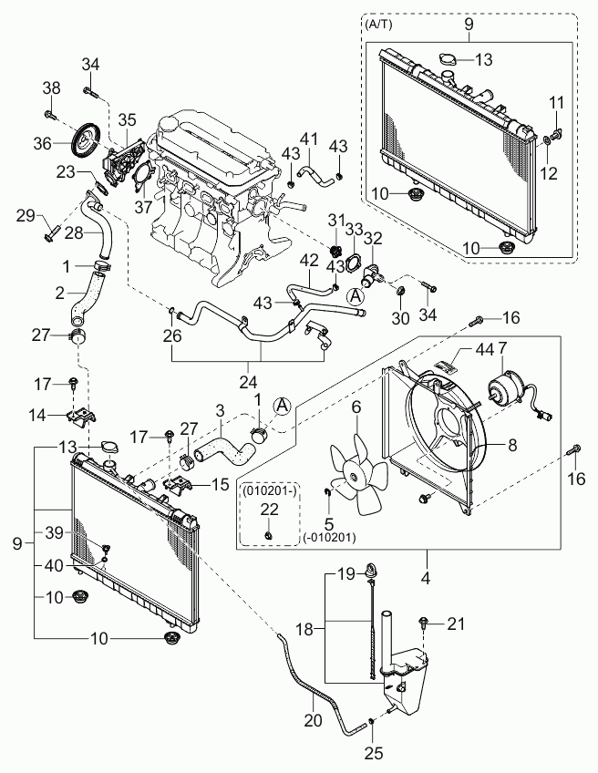 KIA 0K2C6-15-205A - Cooling system (-010522): 1 pcs. onlydrive.pro