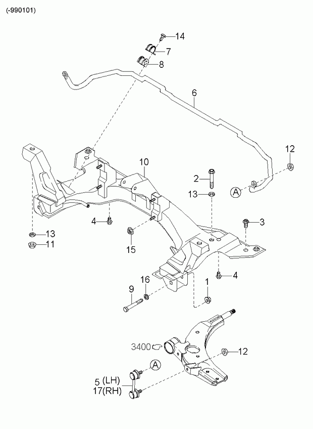 Hyundai 0K2N1-34-150A - Rod / Strut, stabiliser onlydrive.pro