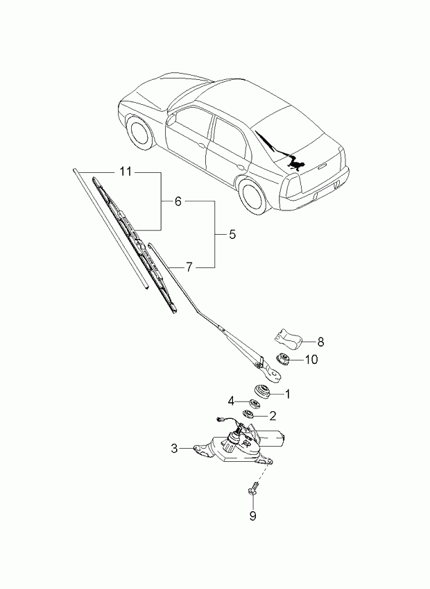 Hyundai 0K20267330A - Rear wiper: 1 pcs. onlydrive.pro