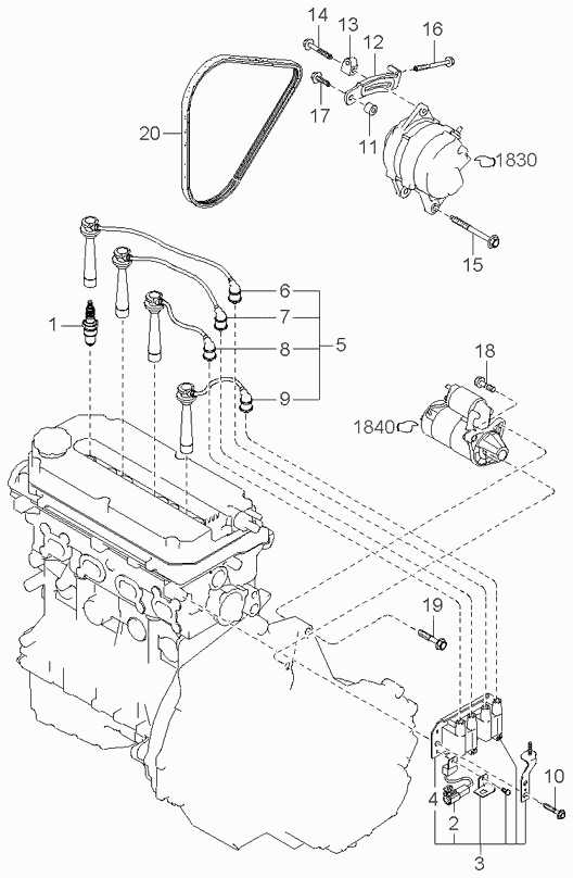 Hyundai 0K2AA-18110 - Engine electrical system: 4 pcs. onlydrive.pro