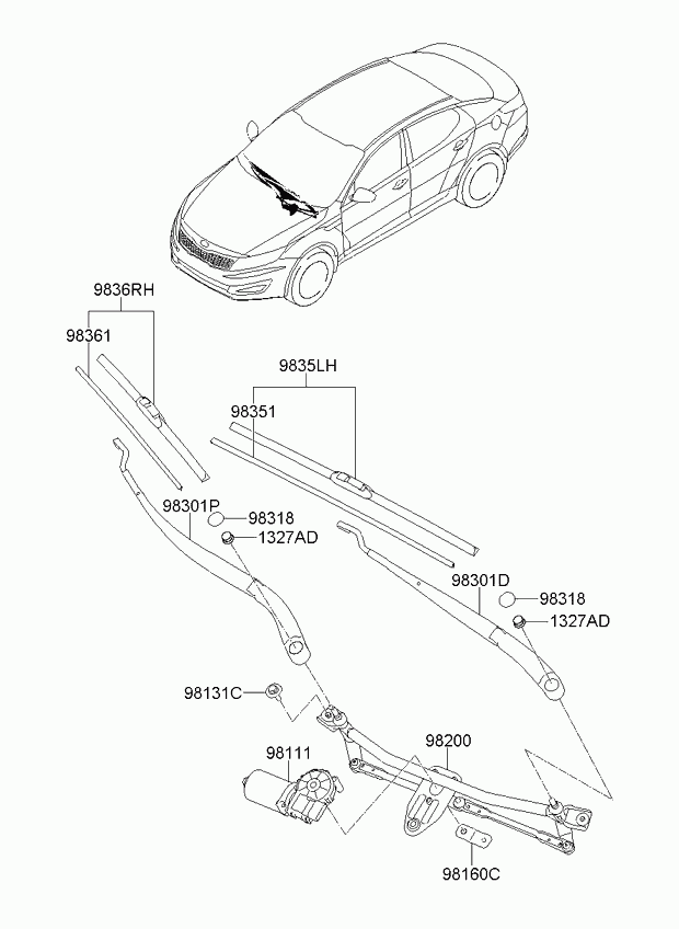 KIA 983612V000 - Wiper Blade onlydrive.pro