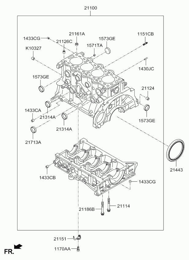 Hyundai 21443-2A100 - Cylinder block: 1 pcs. onlydrive.pro