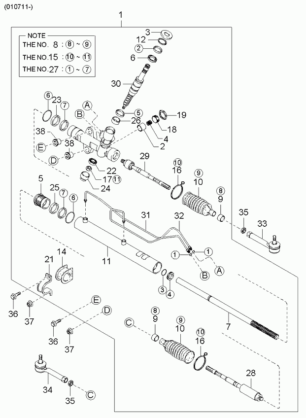 KIA 0K552-32-12X - Bellow Set, steering onlydrive.pro