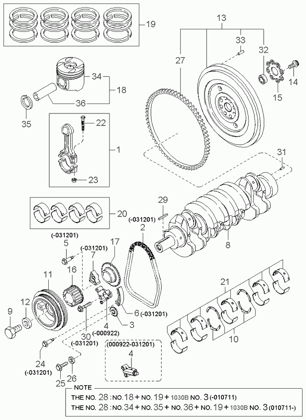 KIA 0K5Z111SG0 - Kloķvārpstas gultņu komplekts onlydrive.pro