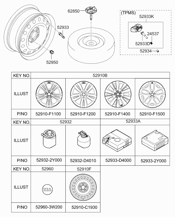 Hyundai 52933 D9100 - Wheel & cap: 4 pcs. onlydrive.pro