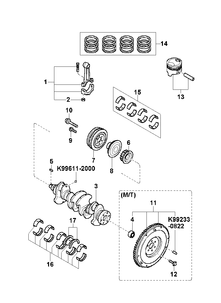 KIA 0K2Y4-11-SA0 - Piston onlydrive.pro