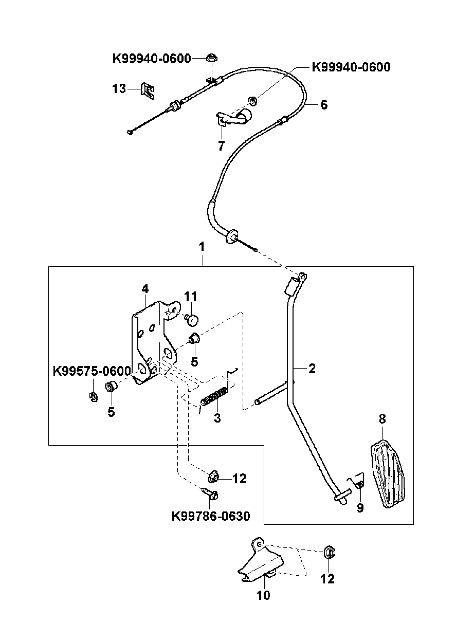 KIA 0K9B041660B - Accelerator Cable onlydrive.pro