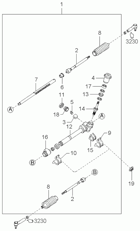 KIA 0K2A1-32-240 - Inner Tie Rod, Axle Joint onlydrive.pro