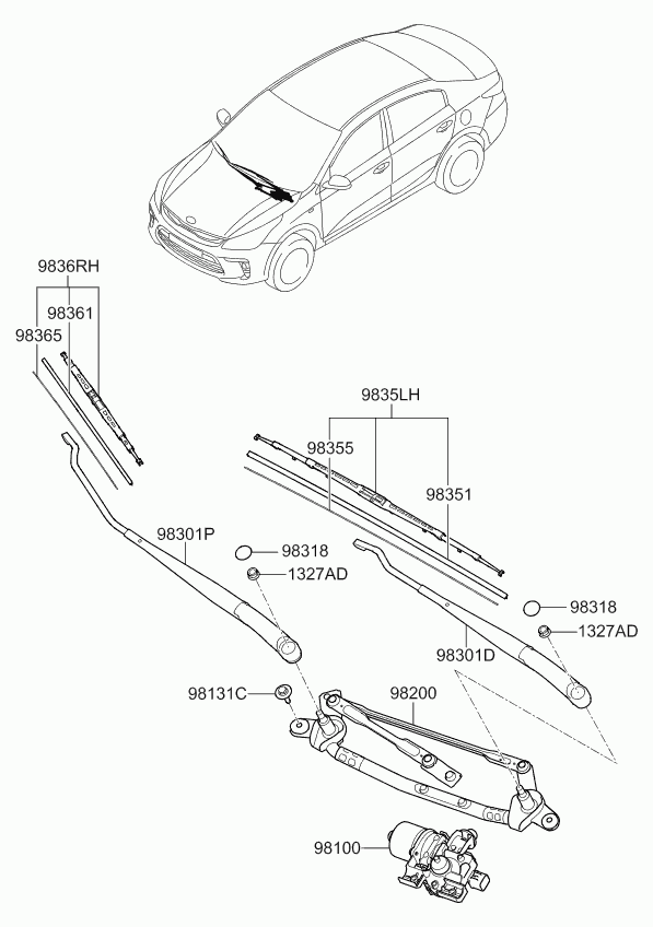 KIA 98360H5000 - Wiper Blade onlydrive.pro