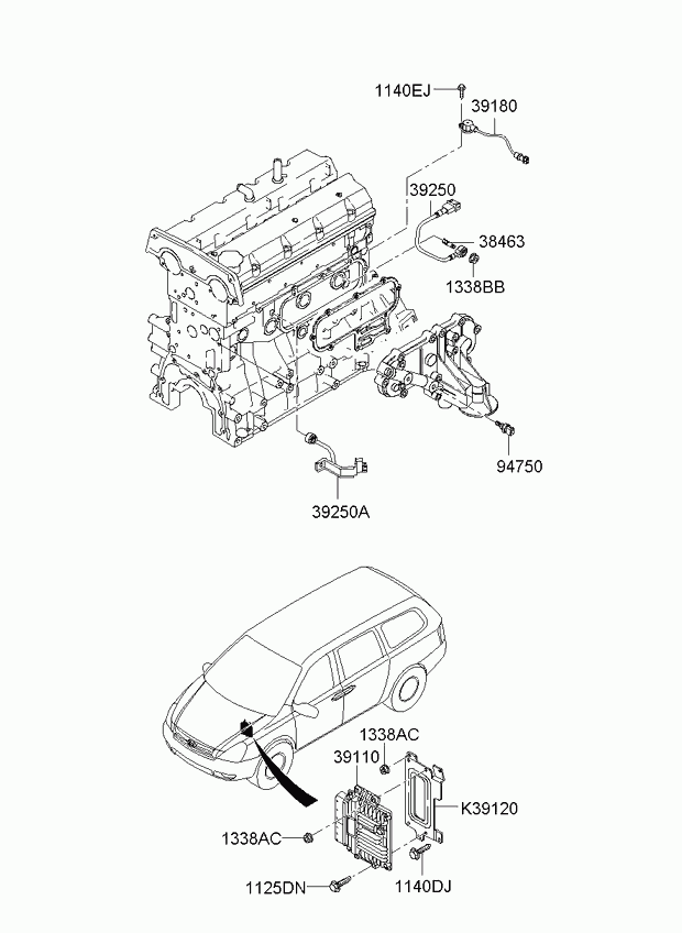 KIA 39250 4X410 - Knock Sensor onlydrive.pro