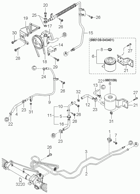 KIA 0K65B-32-611 - V-Belt onlydrive.pro