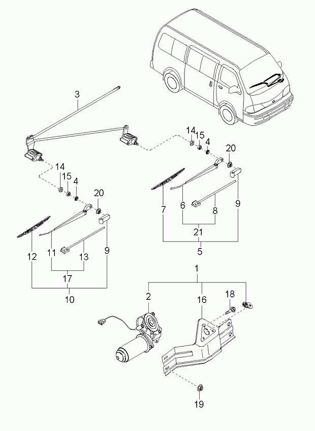 KIA 0K72A67360F - Wiper Gear, window cleaner onlydrive.pro