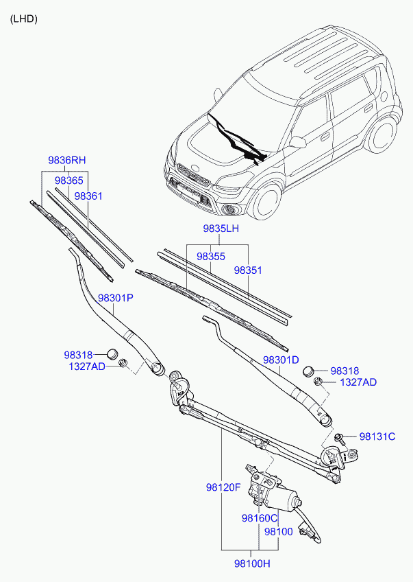 Hyundai 983602K000 - Wiper Blade onlydrive.pro