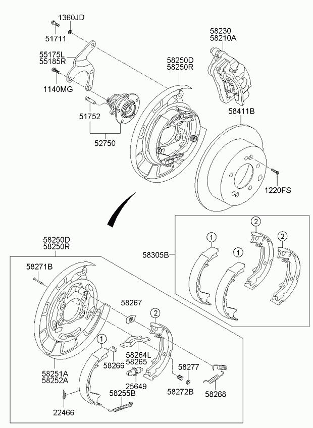 KIA 583052KA00 - Brake Shoe Set, parking brake onlydrive.pro