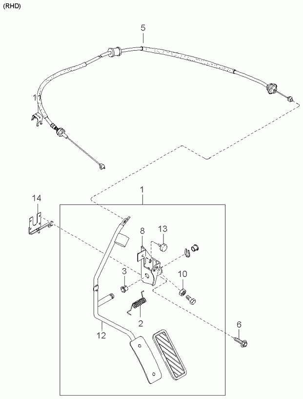 KIA 0K30A-41-660M - Accelerator Cable onlydrive.pro