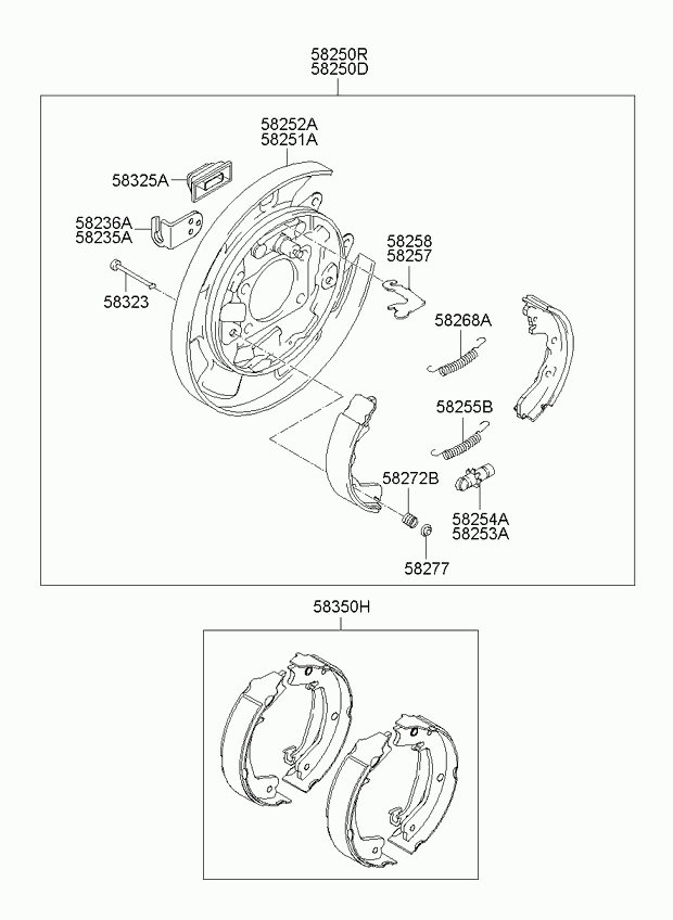 KIA 58350-2GA00 - Brake Shoe Set, parking brake onlydrive.pro