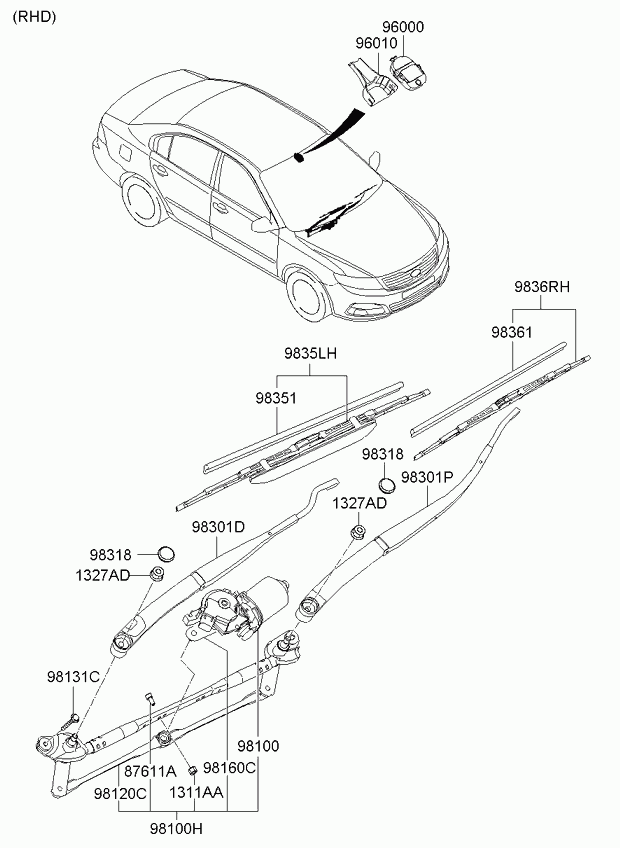 KIA 98350-2G000 - Stikla tīrītāja slotiņa onlydrive.pro