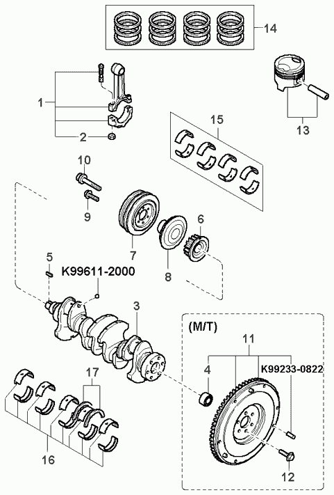 KIA 0K2Y2-11-SG0 - Kloķvārpstas gultnis onlydrive.pro