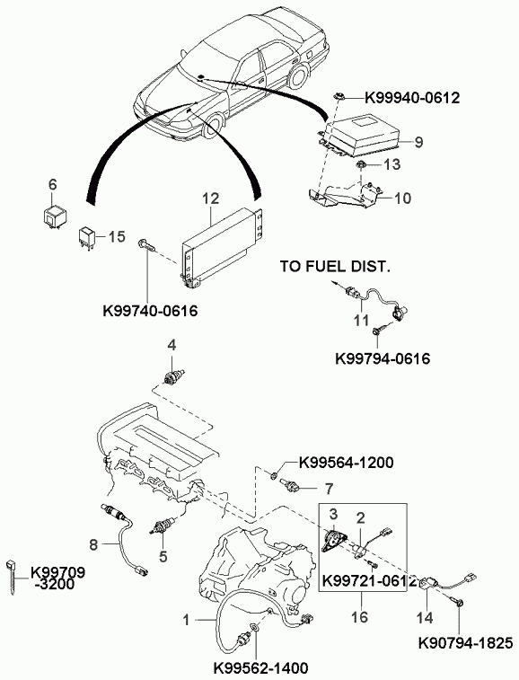 KIA 0K95B-18840 - Switches & relays (engine): 1 pcs. onlydrive.pro