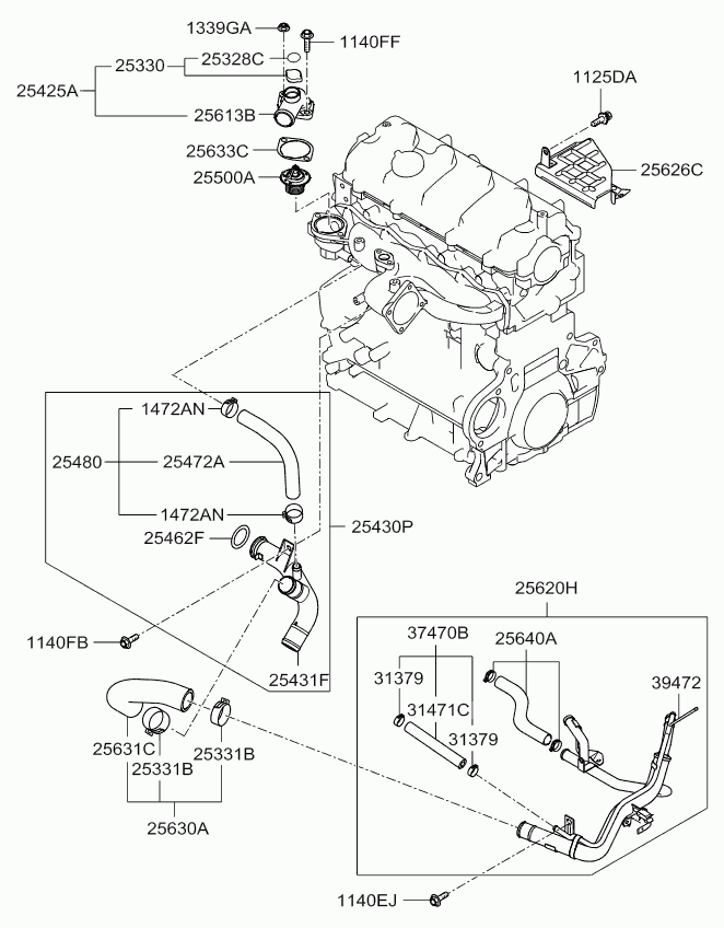 Hyundai 253302E100 - Coolant pipe & hose: 1 pcs. onlydrive.pro