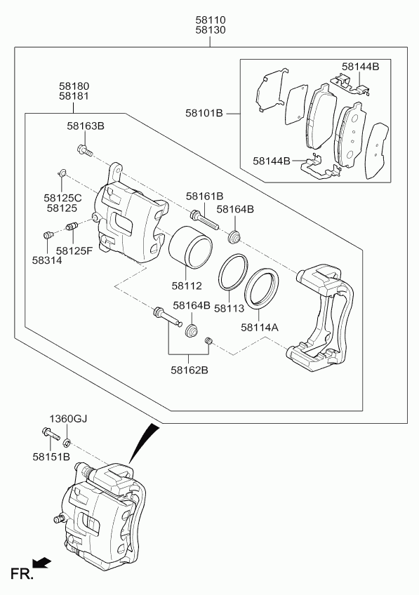 Hyundai 58101A4A11 - Brake Pad Set, disc brake onlydrive.pro