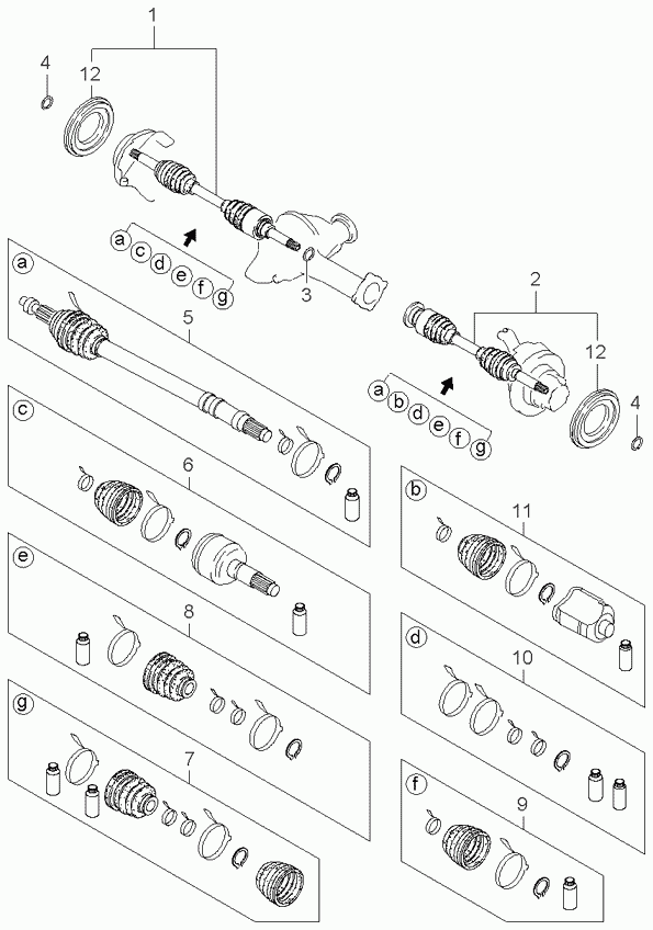 KIA 0K012-22-530 - Drive shaft: 2 pcs. onlydrive.pro