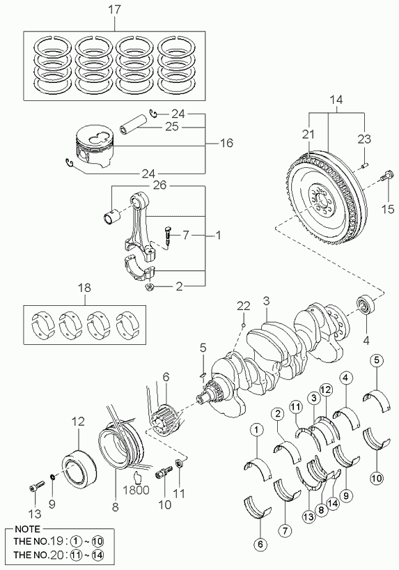 KIA 0K7Y011SHX - Crankshaft Bearing Set onlydrive.pro