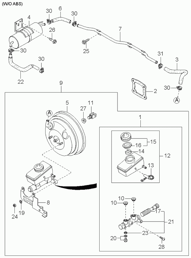 KIA 0K011-43-400A - Brake master cylinder & power brake: 1 pcs. onlydrive.pro