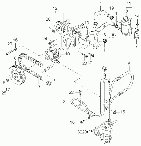 KIA 0K024 32680A - Power steering system: 1 pcs. onlydrive.pro