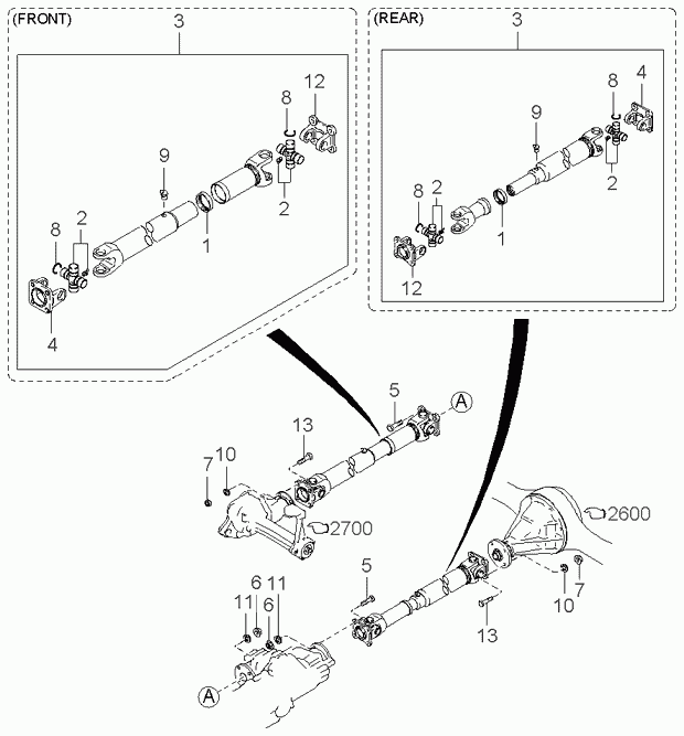 KIA 0K01825100B - Propshaft, axle drive onlydrive.pro