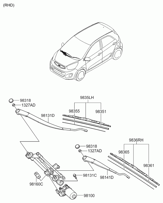 Hyundai 983501Y000 - Windshield wiper: 1 pcs. onlydrive.pro