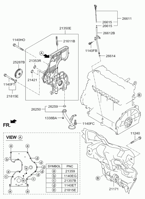 KIA 21361-2A200 - Belt cover & oil pan: 1 pcs. onlydrive.pro