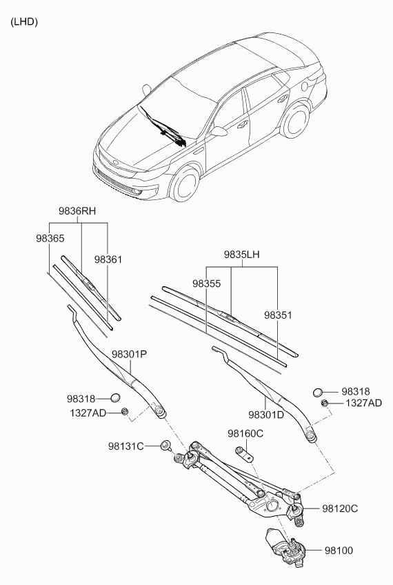 KIA 98360-D4000 - Windshield wiper: 1 pcs. onlydrive.pro