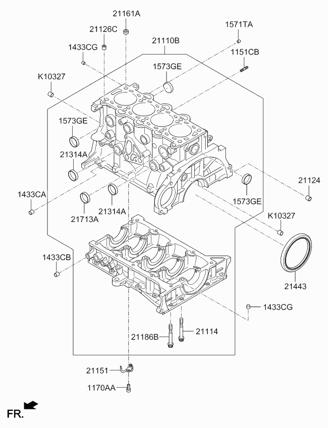 Hyundai 21443-2A200 - Cylinder block: 1 pcs. onlydrive.pro