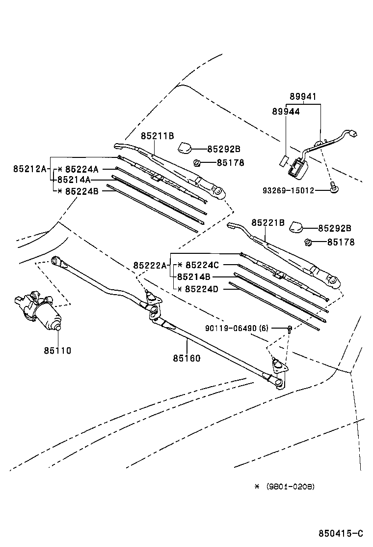 TOYOTA 85222-60220 - Stikla tīrītāja slotiņa onlydrive.pro