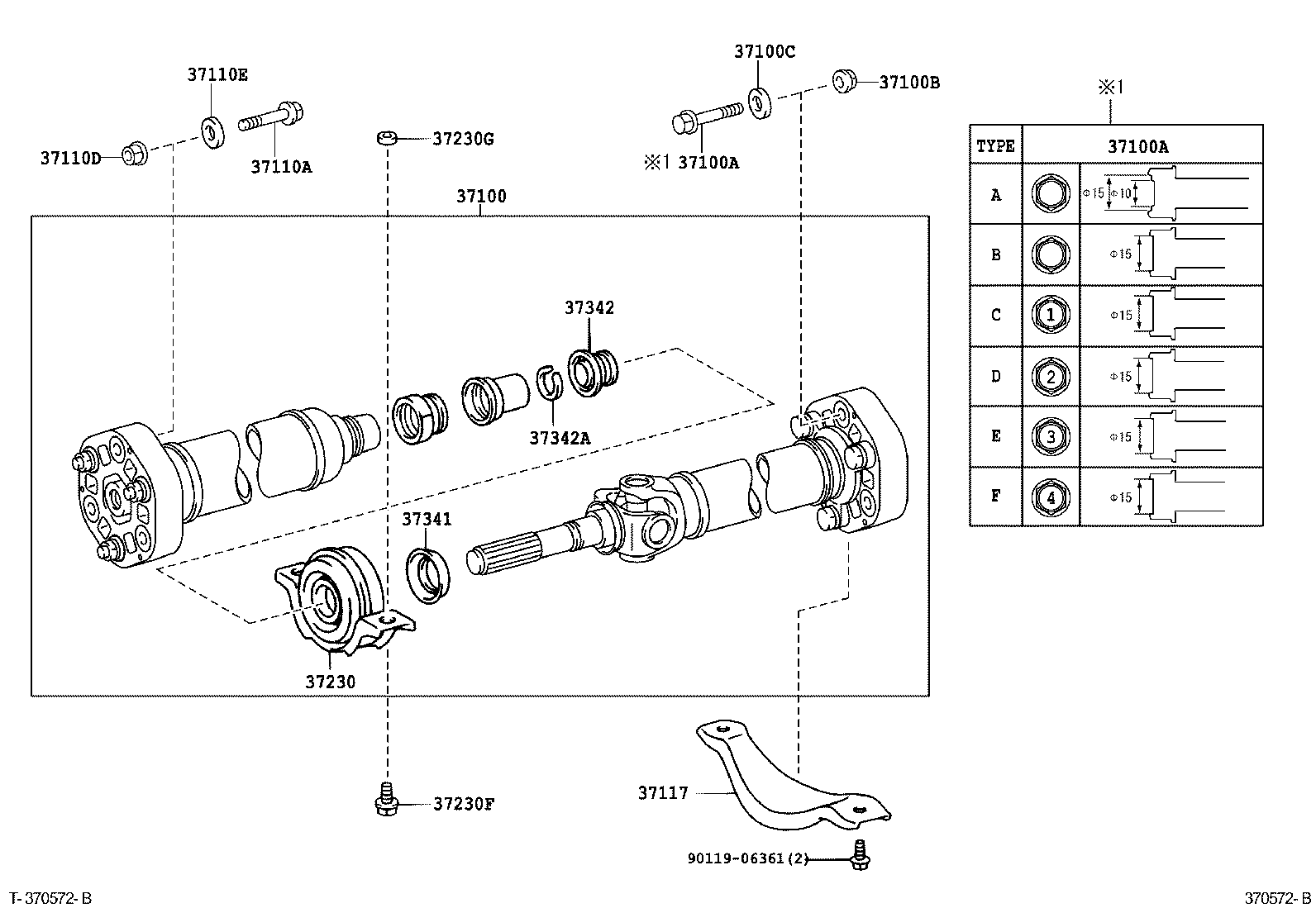 TOYOTA 37100-50070 - Карданный шарнир с крестовиной onlydrive.pro