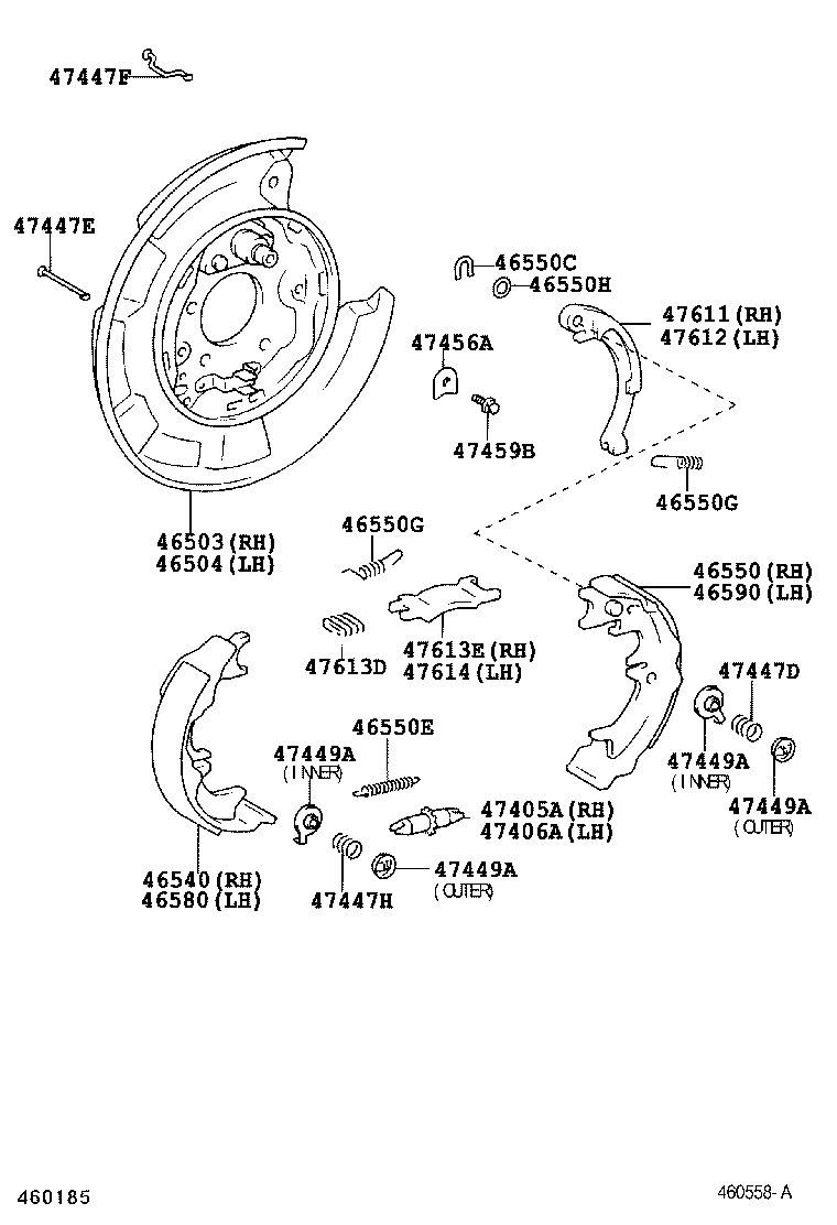 TOYOTA 465900E010 - Brake Shoe Set, parking brake onlydrive.pro