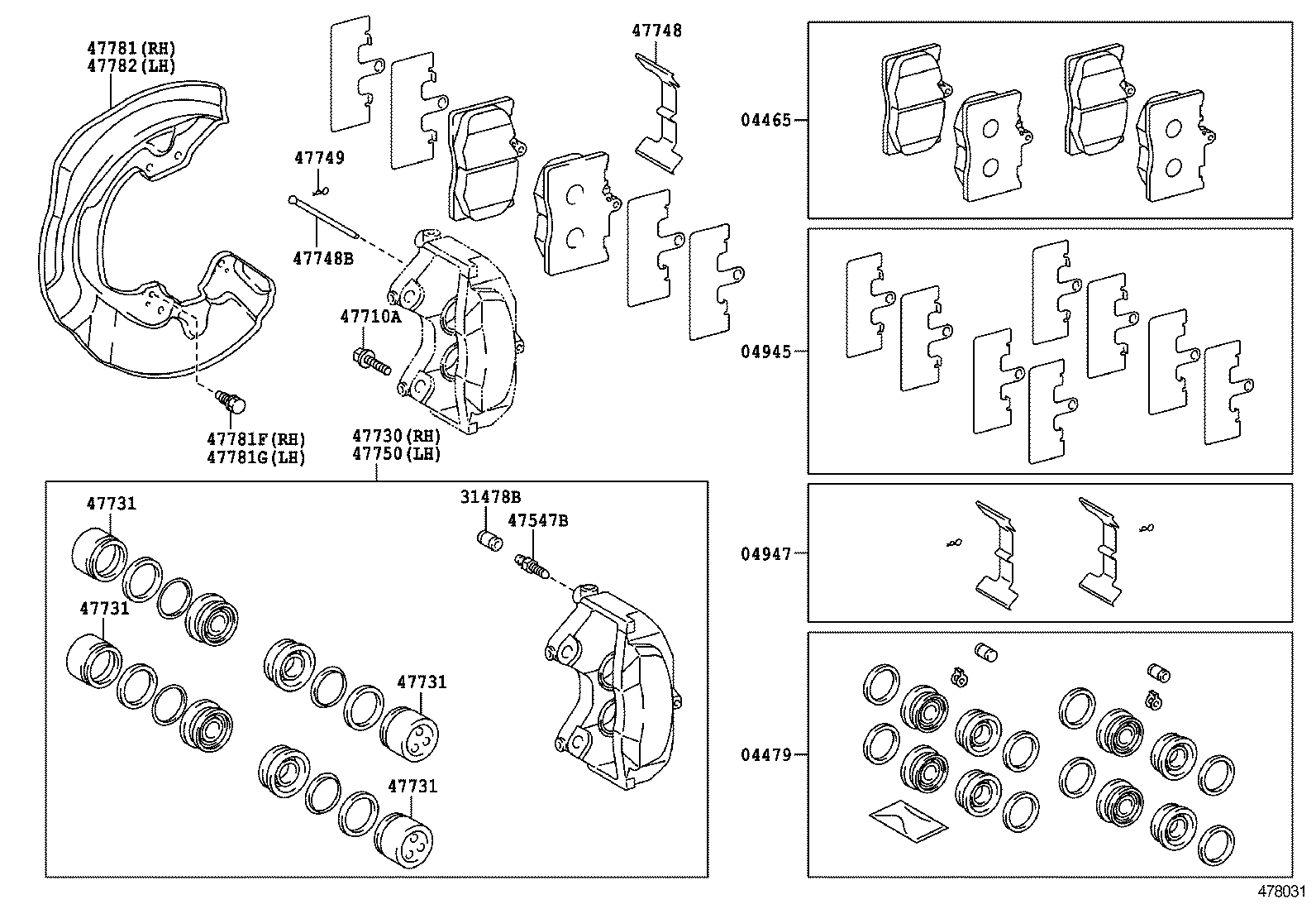 TOYOTA 04465-30500 - Bremžu uzliku kompl., Disku bremzes onlydrive.pro